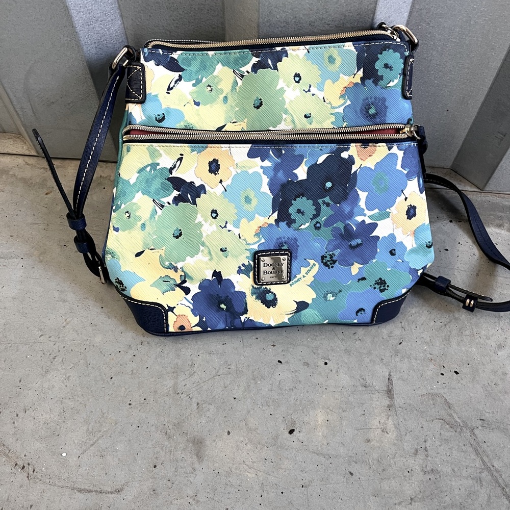 Dooney& Bourke Marine Blue and Sakura leaves Purse